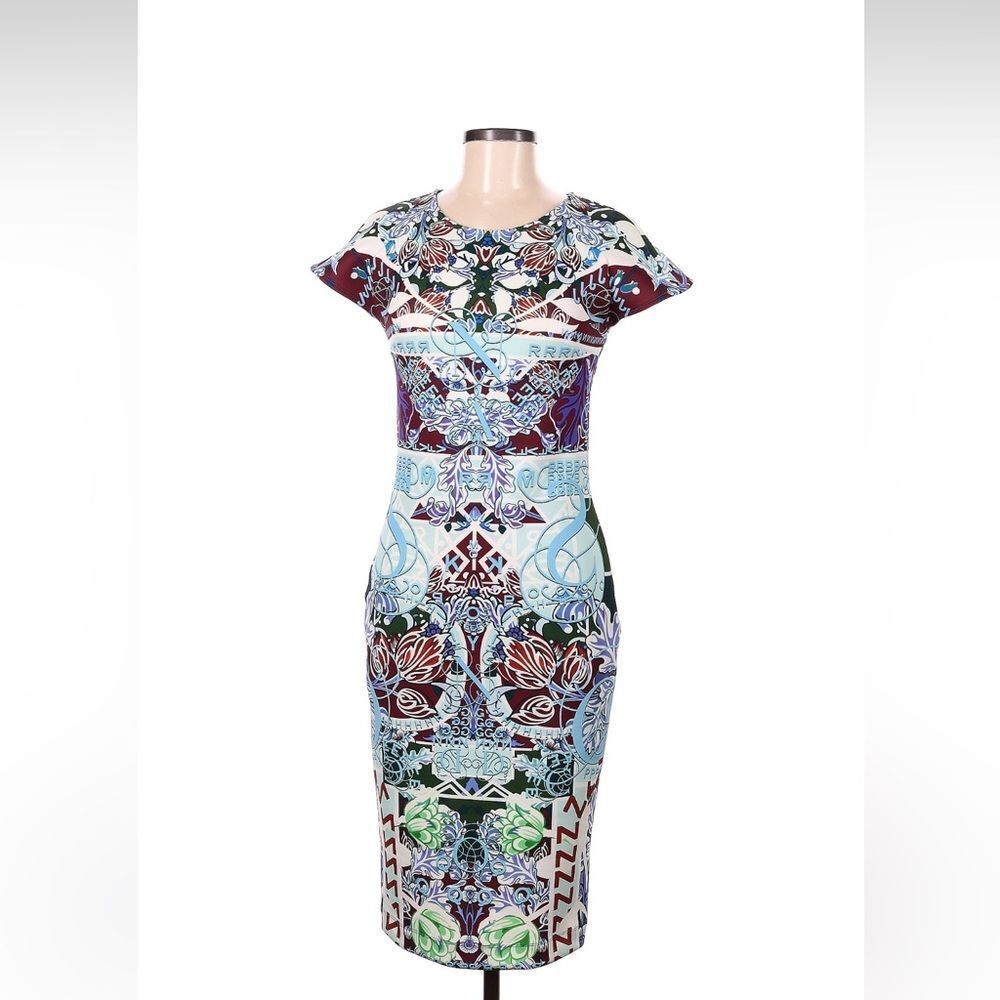 Mary Katrantzou Neoprene Fitted Cap Sleeve Dress M